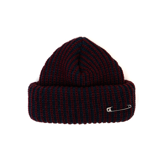 LumberJack Stripe Beanie - Navy, Burgandy