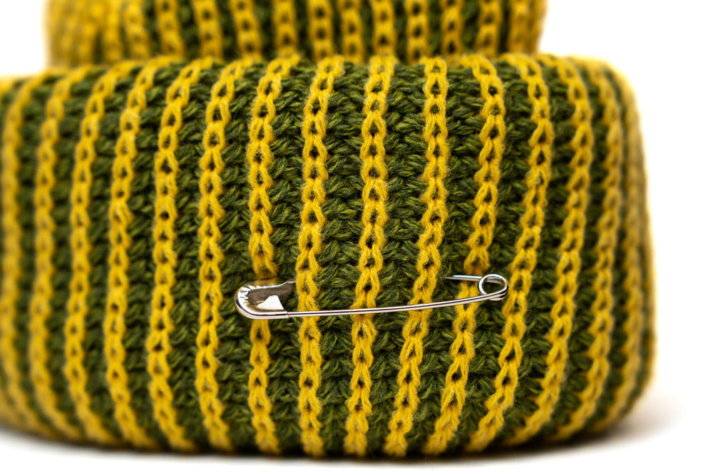 LumberJack Stripe Beanie - Moss/Saffron Yellow