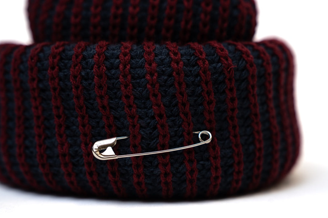 LumberJack Stripe Beanie - Navy, Burgandy