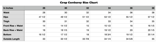 Everyday Crop Corduroy Pants - Black